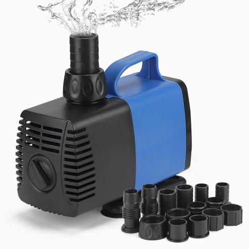 DBREAKS Teichpumpe Filterpumpe 5500L/H Wasserpumpe Bachlaufpumpe mit 5 Düse Aquariumpump für Springbrunnen Aquarium Pumpe 55W Springbrunnenpumpe Teich Fontänenpump