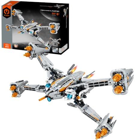 iM.Master - X Warship Raumflotte Spielzeugraumschiff - Klemmbausteine für Erwachsene Kinder - Ausstellungsplattform mechanische Transmission - 1018 Teile 1:35 - STEM Lernspielzeug - Modell zum Bauen
