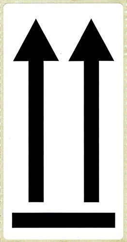 BT-Label 500 Warnaufkleber 10,2 x 4,8 cm Doppelpfeil selbstklebende Warnetiketten Pfeile Symbol hier oben Aufkleber Versandaufkleber Etiketten gut sichtbar