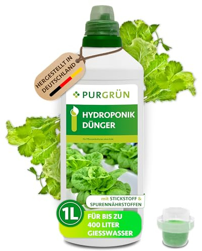 Purgrün® Hydroponik-Dünger 1 Liter – Schnell wirksame mineralische Rezeptur – Premium-Flüssigdünger mit Spurennährstoffen – NPK 7+3+6 – Stärkt die Widerstandskraft – Für gesundes Wachstum