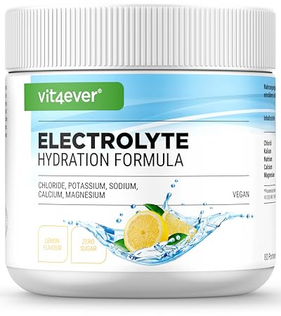 vit4ever Elektrolyte - 400 g (80 Portionen) - Hydration Formel mit Chlorid, Kalium, Natrium, Calcium, Magnesium - Ohne Zucker - Vegan - Zitronen Geschmack