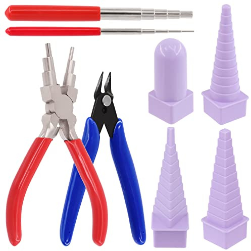 Swpeet 8-teiliges Drahtschlaufen-Werkzeug-Set, einschließlich 2 Drahtschlaufendorn, 1 6-in-1-Bügelzange und eine Nadelzange, 4 Formen, Quilling-Bordüre für Schmuckdrahtumwicklung