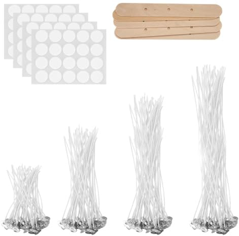 HuangXinyu Kerzendochte 200 STK 5Cm/10Cm/15Cm/20Cm Kerzen Selber Machen Set | Dochte Für Kerzen,Doppelseitige Docht Aufkleber, Kerzendochte Für Kerzen