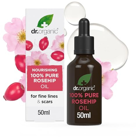 Dr Organic Hagebuttenöl, 100% rein & natürlich, reich an Vitamin C, verjüngend & nährend, Gesichtsöl, Aromatherapie, vegan, tierversuchsfrei, paraben- & SLS-frei, zertifiziert biologisch, 50ml