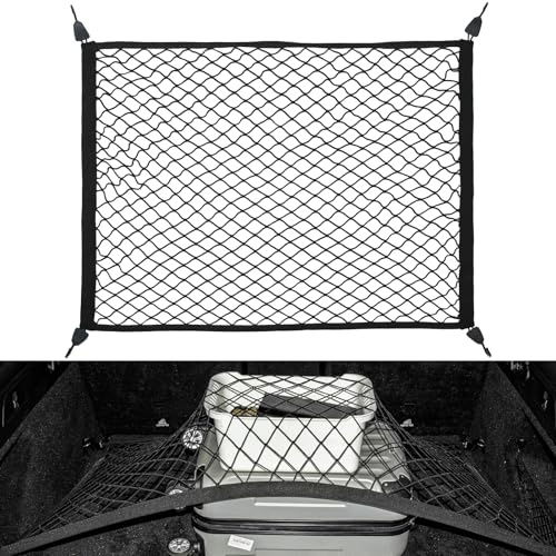 1 Stk elastisches Kofferraumnetz Auto mit 4 Haken 80 x 60 cm | Für Kofferraum, Gepäckfixierung und Ordnung, passend für die meisten Autos und Wohnmobile