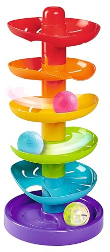 Simba 104010053 - ABC Regenbogen Kugelturm, Rollbahn, Kugelbahn, Babyspielzeug, 5 Bunte Ebenen, 1 Basis, 3 Bälle, 40cm, ab 12 Monaten, Motorikspielzeug