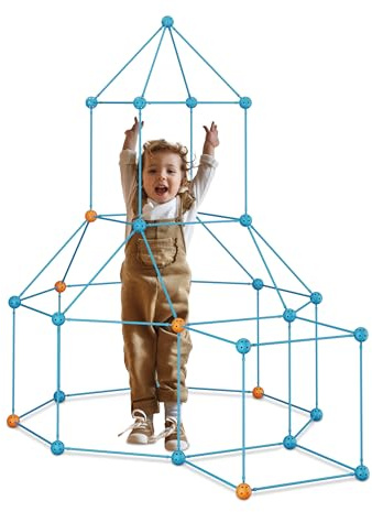 Relaxdays DIY Konstruktionsspielzeug, Kinderhöhle, 85-TLG. BAU Set, Höhle Bauen, Röhrenbaukasten Stecksystem, Mehrfarbig