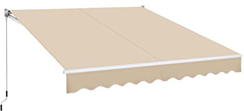 Yaheetech Einziehbare Markise, Gelenkarmmarkise mit Handkurbel 300x250 cm, Fallarmmarkise wasserabweisend, Sonnenmarkise Winkel Längeinstellung(5-35°), Sonnenschutz inkl. Wandhalterung