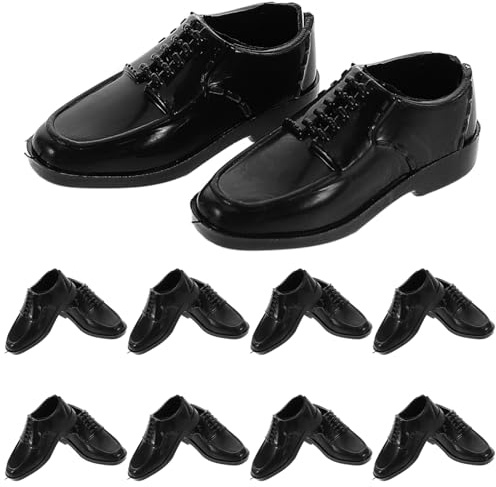 Toyvian Schwarze Miniatur Herrenschuhe 1:6 Maßstab 10 Stück Puppenschuhe Für Puppen Perfekt Für Puppenhausspiele Mikro-Landschaftsdekorationen Und DIY Puppenzubehör