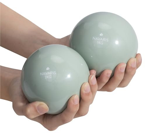 Navaris 2X Gymnastikball klein für Pilates 1kg - Pilates Ball Medizinball Set - 2er Pack Yoga Ball Pilatesball Fitnessball klein mit 1kg Gewicht - Gymnastikbälle
