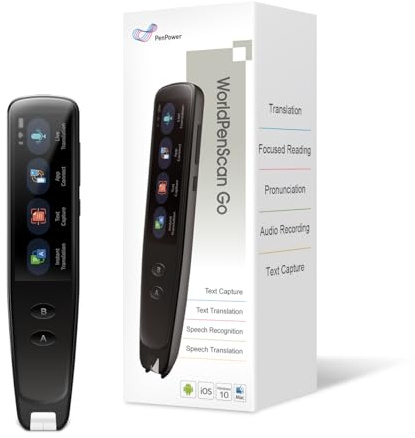 PenPower WorldPenScan Go Digitaler Textmarker, Lesestift und mehrsprachiger tragbarer Übersetzer Sprache/Scan-to-Text, Sprache/Scan-Übersetzung Alles in einem