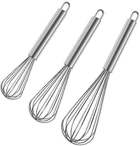Edelstahl Schneebesen Set,3 Pack Ballon Schneebesen zum Kochen,Verquirlen,Mischen (20cm,25cm,30cm)