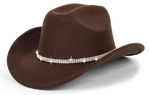 Glitzernde Cowboyhüte in Silber und Schwarz für Damen – Westernhut mit funkelnden Strasssteinen, Größe M–L
