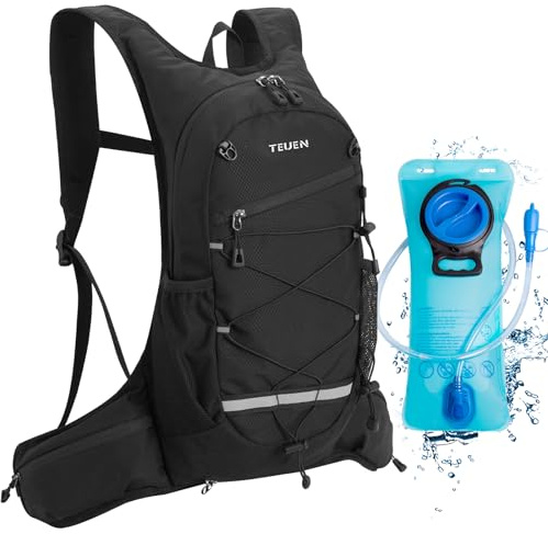TEUEN Trinkrucksack mit Trinkblase 2L Klein Laufrucksack Joggen für Damen Herren, Leichter Laufen Rucksack 6L Fahrrad Rucksack mit Trinksystem für Trailrunning Jogging Marathon Wandern