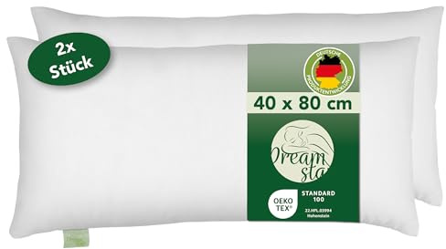 DREAMSTAR Kopfkissen 40x80 cm 2er Set waschbar | Kissen Allergiker geeignet | 100% Mikrofaser Pillow | Öko-TEX® Zertifiziert | anschmiegsam & geruchsfrei | 40 x 80 cm