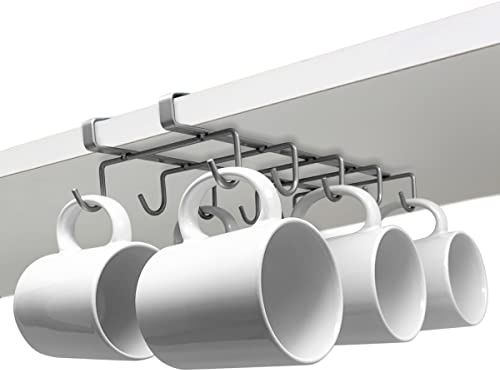 joeji's Kitchen Tassenhalter Schrankeinsatz Silberne Tassen Aufbewahrung ideal als Becherhalter oder Becherständer Tassen aufhängen unter dem Regal