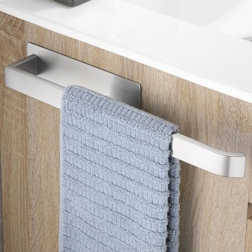 OETAMS Handtuchhalter Ohne Bohren 304 Edelstahl Handtuchstange Selbstklebend Handtuchhalter Bad Hantuchhalterung Wand Badetuchhalter Stabile Einarmig Edel Gebürstet Silber, 38CM