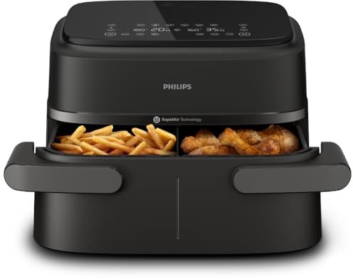 Philips Airfryer 1000 Serie Heißluftfritteuse, Schwarz, 7,1 L | Flexibler Korb, RapidAir Technologie, Touchscreen, 10 Kochfunktionen, HomeID App (NA154/00)