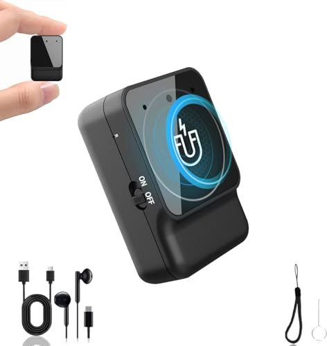 Diktiergerät Mini - Tragbares USB-C Aufnahmegerät, Geräuschreduzierung, Magnetisch, One Touch Diktiergerät, Wiederaufladbarer Audio Recorder mit Kopfhörer, für Arbeit, Studie, Meeting, Interview
