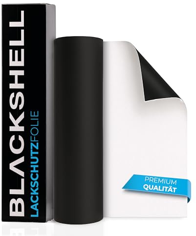 Blackshell® Universal Lackschutzfolie schwarz matt 12cm x 100cm Folie selbstklebend als Auto Folie, Motorrad Folie - ohne Werkzeug - universal einsetzbar auf Allen glatten Oberflächen