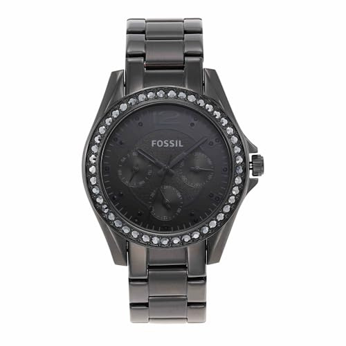 Fossil Riley Watch für Damen, Quarz-Chronographenwerk mit Edelstahl- oder Lederarmband