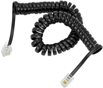 RJ11 4P4C Modulares Telefonhörerkabel Empfängerspule Kabel Draht (2,1 m, schwarz)