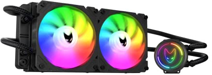 Oversteel - ZIRCON Flüssigkeitskühlung 240mm RGB, 2x PWM Lüfter 120mm RGB, TDP 200W, Kompatibel mit Intel und AMD AM4, Farbe Schwarz