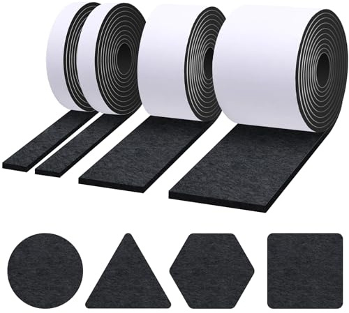 Ouprisks 4 Rollen Filzgleiter Selbstklebend, 4 mm Dicke, Schneiden Sie Jede Form, Möbelgleiter für Stühle, Bodenschutz