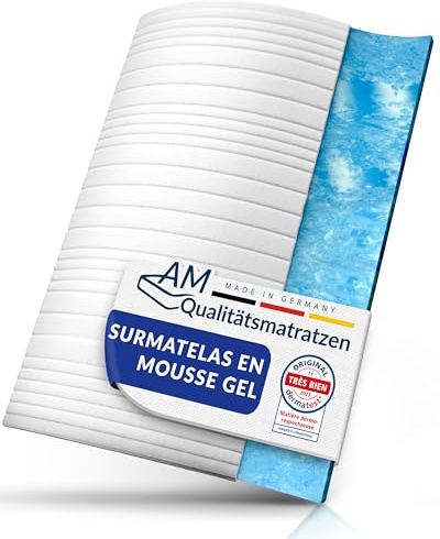 AM Qualitätsmatratzen Gel Topper 180x200 - Made in Germany - Gelschaum Topper 180x200cm mit waschbarem Bezug - Oeko TEX zertifizierter Memory Foam Matratzentopper 180x200 - Matratzenauflage weich