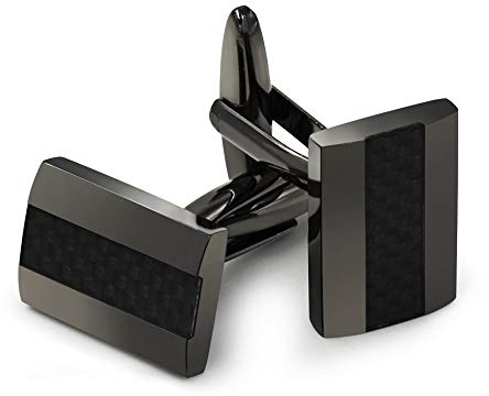 Mr.Van Manschettenknöpfe Herren, Handcrafted Kohlefaser Schwarz Cufflinks für Hemd Hochzeit Festival Geburtstag Geschenk Tanzparty (Schwarz)