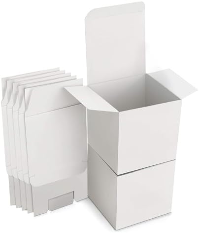 15 Stk Geschenkboxen Kraftpapier Weiß, 8 x 8 x 8 cm Karton Schachteln, Pappschachteln mit Deckel, Geschenkbox Quadratisch für Geschenke, Party, Hochzeit