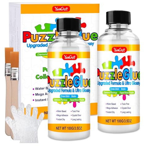 Puzzle Kleber 200ml – Transparenter Puzzlekleber zum Fixieren & Aufhängen, Ultra Glänzend & Ungiftig, Schnelltrocknend & Wasserbasiert, für Puzzles mit 1000/3000/5000 Teilen – Hochglänzend & Langlebig