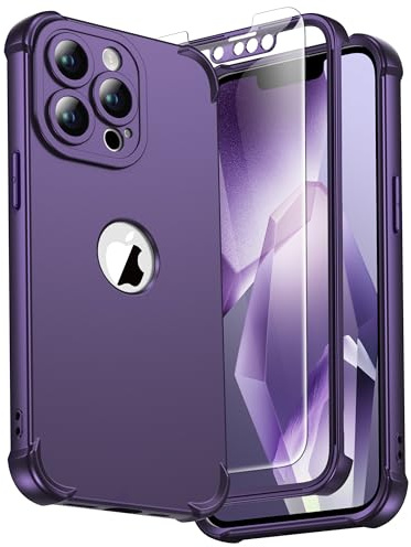 ORETECH für iPhone 13 Pro Max Hülle Silikon 6,7 Zoll [Vorne und Hinten Hülle][2X Displayschutzfolie][Militärschutz] 360 Grad Stoßfest Kratzfest Handyhülle für iPhone 13 Pro Max,Tiefes Violett