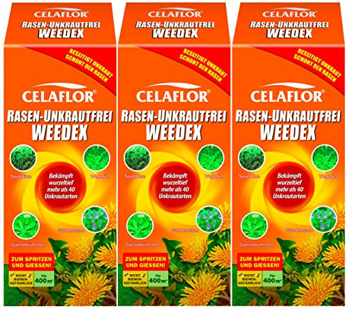 3 x 400 ml Celaflor Rasen-Unkrautfrei Weedex Unkrautvernichter