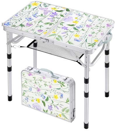 Sportneer Campingtisch klappbar höhenverstellbar, 60x40cm (4 Höhe) HOutdoor Klapptisch Camping Tisch klein | Balkon Grilltisch Picknicktisch Kompakt & Leicht