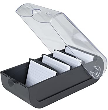 Exacompta 5331423D Lernkartei Bunnybox Schwarz DIN A8 quer inklusive 100 Karteikarten. Originelle Karteikartenbox zum einfachen Vokabeln lernen dank 5-Fächer-Lernsystem für 600 Karteikarten