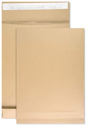Netuno 50x braune Faltentasche DIN C4 229× 324 mm 130g braun Umschlag erweiterbar Faltenversandtasche C4 ohne Fenster große Versandtasche mit Stehboden Umschlagtasche Braun C4 mit Falte