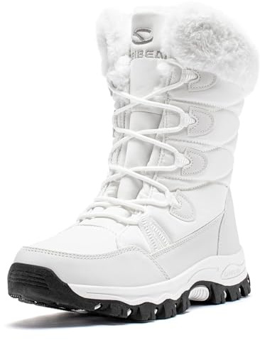 CLYCTIP Warm Gefüttert Winterschuhe Damen Schneestiefel Wasserdicht Outdoor Trekking Wanderschuhe Gr. 37-42 (Weiß, Erwachsene, Damen, 39, Numerisch, EU Schuhgrößensystem, M)
