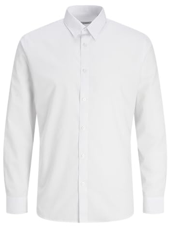 JJ Rebel Herren Jrebgavin Solid Shirt Ls Noos Hemd, Weiß, L EU