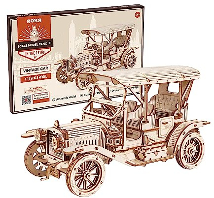 ROKR Oldtimer 3D-Holzpuzzle für Erwachsene, MC801 | Car Holzbausatz,Geschenke für Teenager und Erwachsene