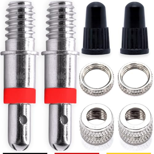 Fahrrad-Ventile Ersatz-Set: 8-Teile Dunlop Blitz-Ventil mit Dichtung, Ventil-Mutter, Ventil-Kappen, Zubehör Ersatzteile für Puky Laufrad, Citybike, Hollandrad, als Fahrrad-Ersatzventil Reparatur