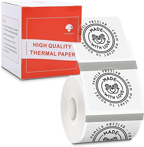Phomemo 1 Pc 50x50mm Runde Logo-Aufkleber für M110 M220 M108 Klar | Durchsichtige Folie kratzfest wiederverwendbar, 140 Etiketten Branding