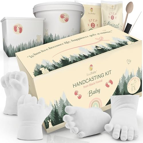 SOULBABY® Gipsabdruck Hand und Fuß [4 Abdrücke] I 100% Made in Germany I Geschenk Geburt Junge & Mädchen | Fußabdruck & Handabdruck (Gipsabdruckset Hand und Fuß)