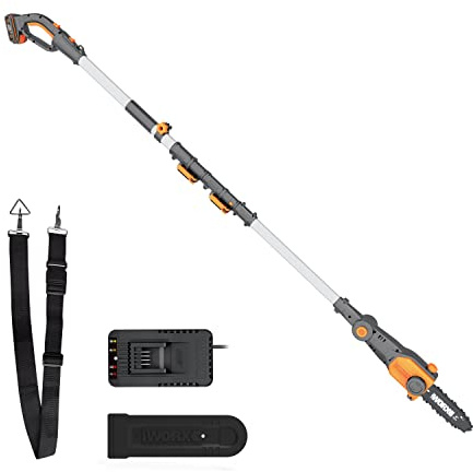 WORX 20V Akku Teleskop Hochentaster WG349E, inkl. Akku und Ladegerät | Praktische Kettensäge für Einsätze an schwer erreichbaren Stellen im Garten, ergonomisches Design