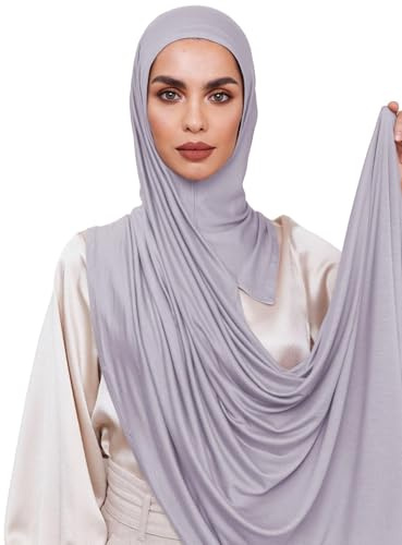 Voile Chic Vorgenähter Instant Hijab Premium Jersey Kopftuch - Grau