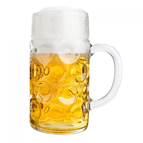 Van Well Maßkrug 1 Liter geeicht | großer Bierkrug mit Henkel | Bierglas spülmaschinenfest perfekt geeignet für Gastronomie