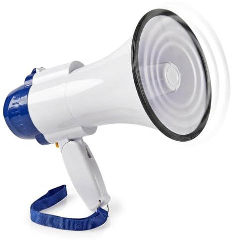 NEDIS Megaphon Megaphon | Maximale Reichweite: 250 m | Lautstärke-Regler: Bis zu 115 dB | Eingebautes Mikrofon | Eingebaute Sirene | Aufnahmefunktion | Blau/Weiss Blau/Weiss