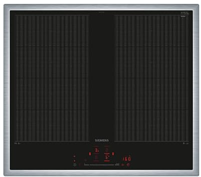 Siemens EX645HXC1E, Stiftung Warentest GUT (2,3)*, iQ700, Induktionskochfeld 60 cm, Mit Rahmen aufliegend, varioInduktion, powerBoost, Bratensensor Pro, Intelligente Dunstabzugsautomatik, Home Connect