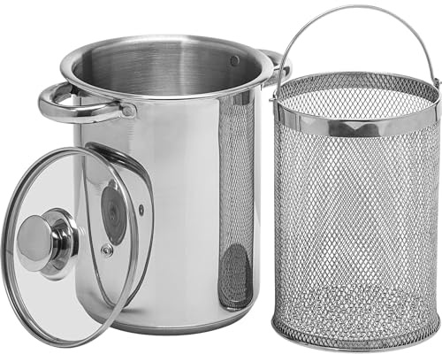 BROWIN® Rostfreier Spargeltopf 313500 mit Glasdeckel | 4 Liter | Pastatopf mit Siebeinsatz | für Elektro-, Gas- und Induktionsherde