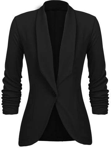 UNibelle Blazer Damen Elegant Sportlich Longblazer Business 3/4 Arm lang Jacke Festlich Slim Fit Sommer Größe, Schwarz, 3XL